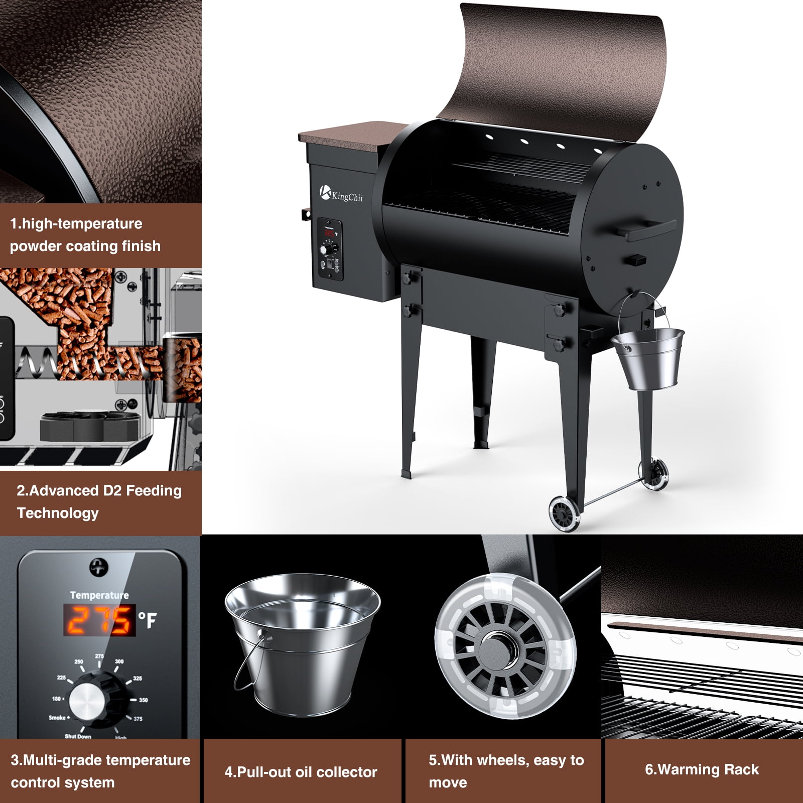 KingChii Wood Pellet Smoker & Grill BBQ
