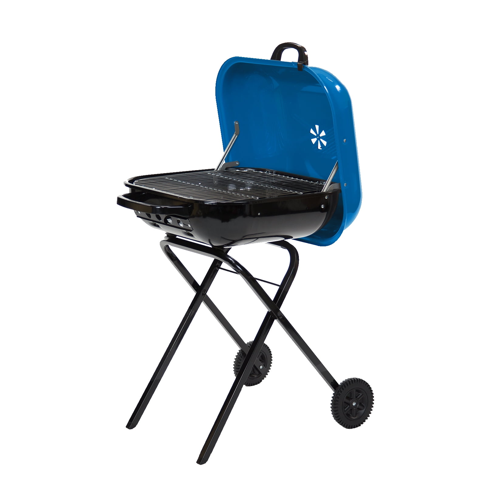 Portable Blue Charcoal Grill - Americana Walk-A-Bout BBQ