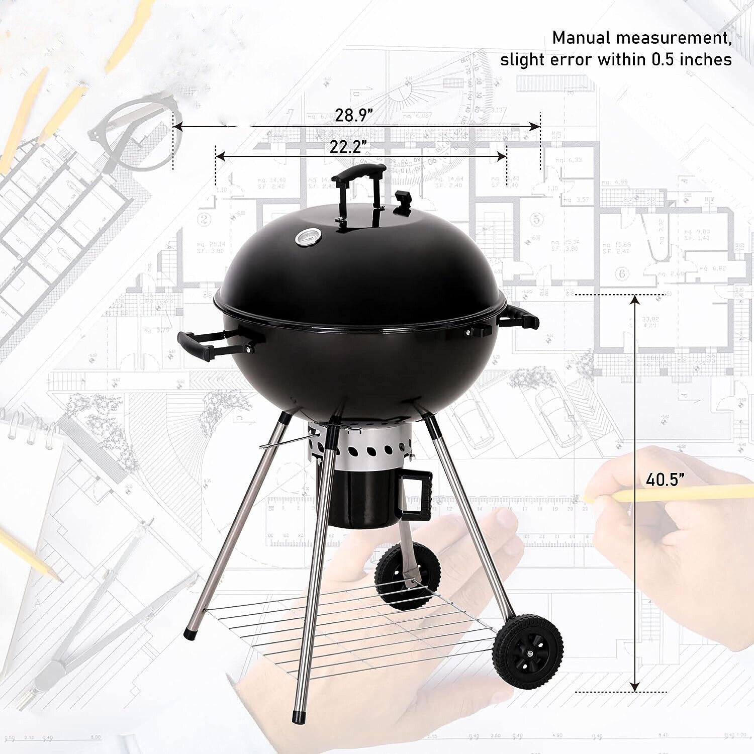 22" Kettle Charcoal BBQ Grill - Outdoor Premium