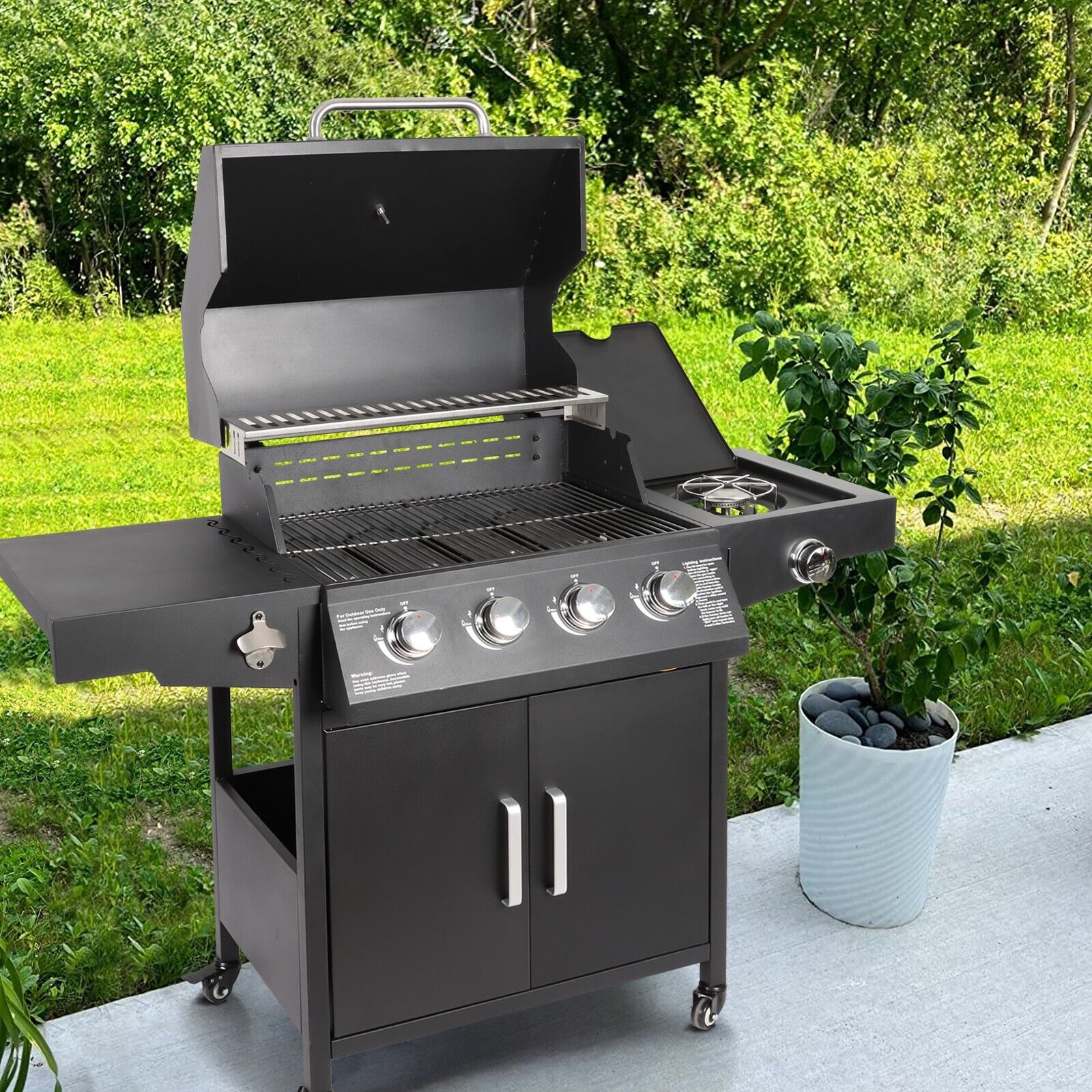 Outdoor Propane Gas Grill with 4 Burners