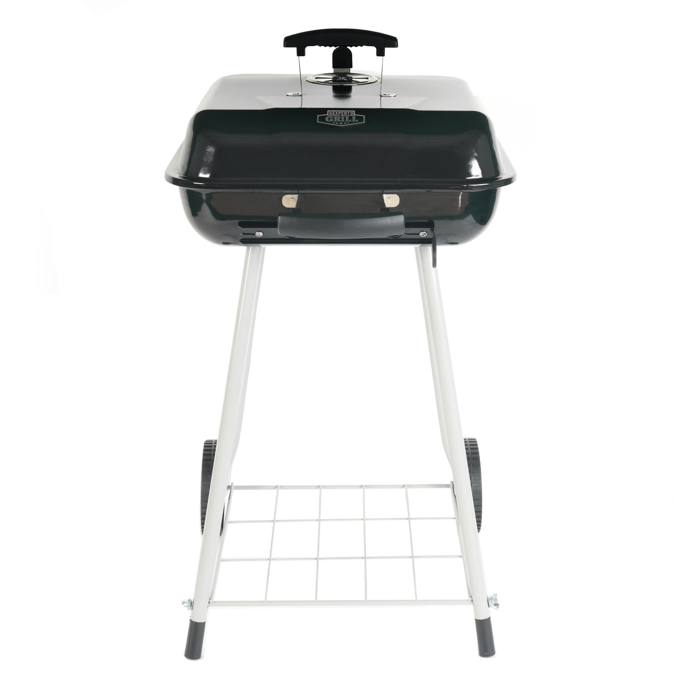 17.5" Square Charcoal Grill with Wheels - Black