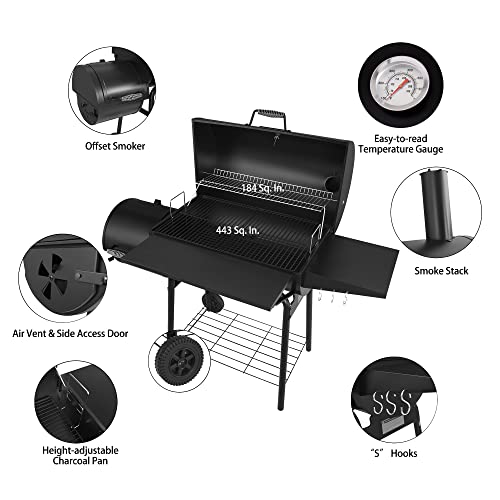 Royal Gourmet CC1830SC Charcoal Offset Smoker, 811 Sq Inches