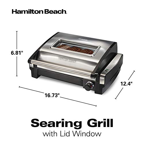 Electric Searing Grill with Viewing Window, Adjustable Temperature