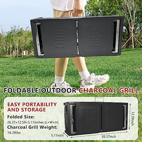 Baisal Portable Charcoal BBQ Grill, Foldable Camping Hibachi