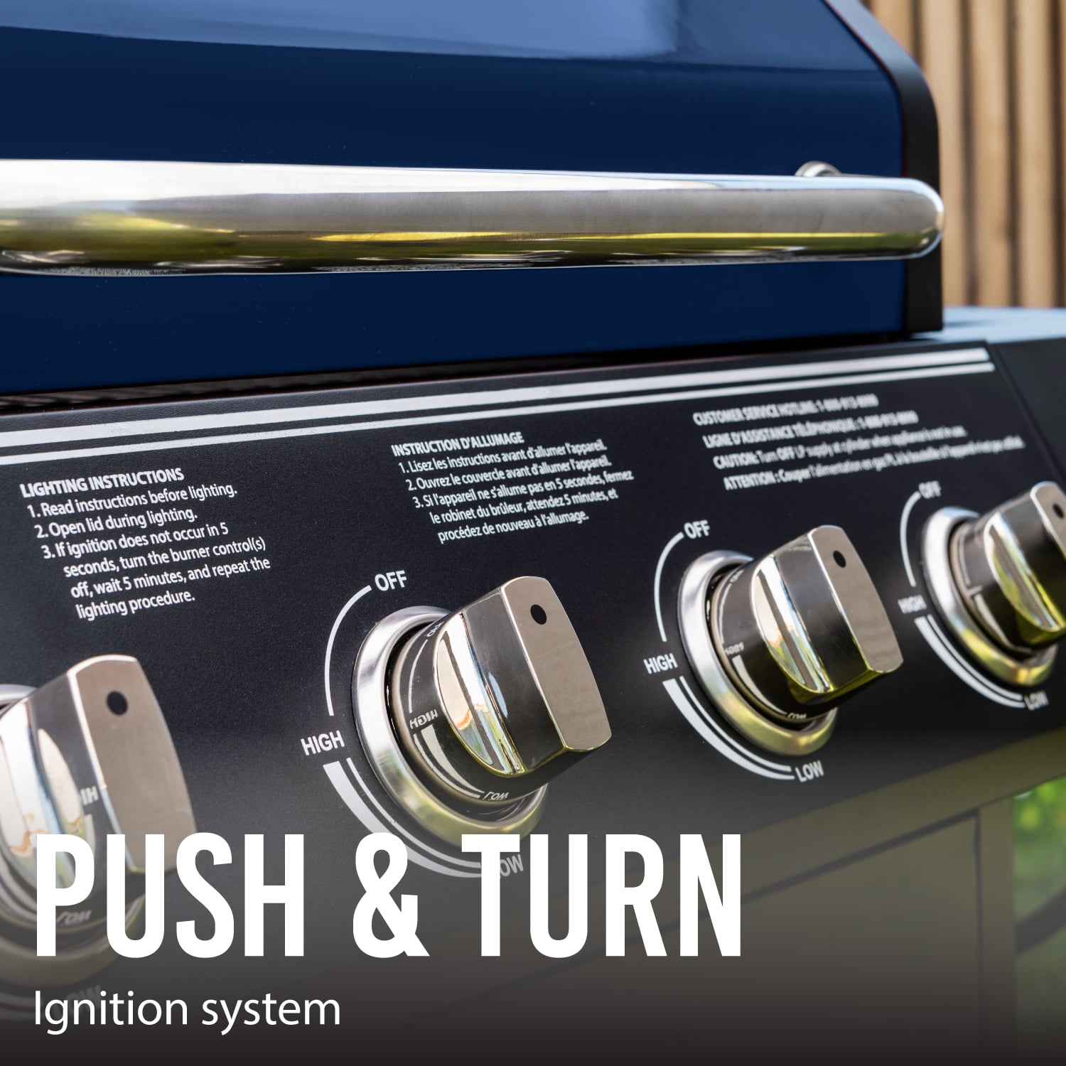 Blue Propane Gas Grill with 4 Burners and Side Burner