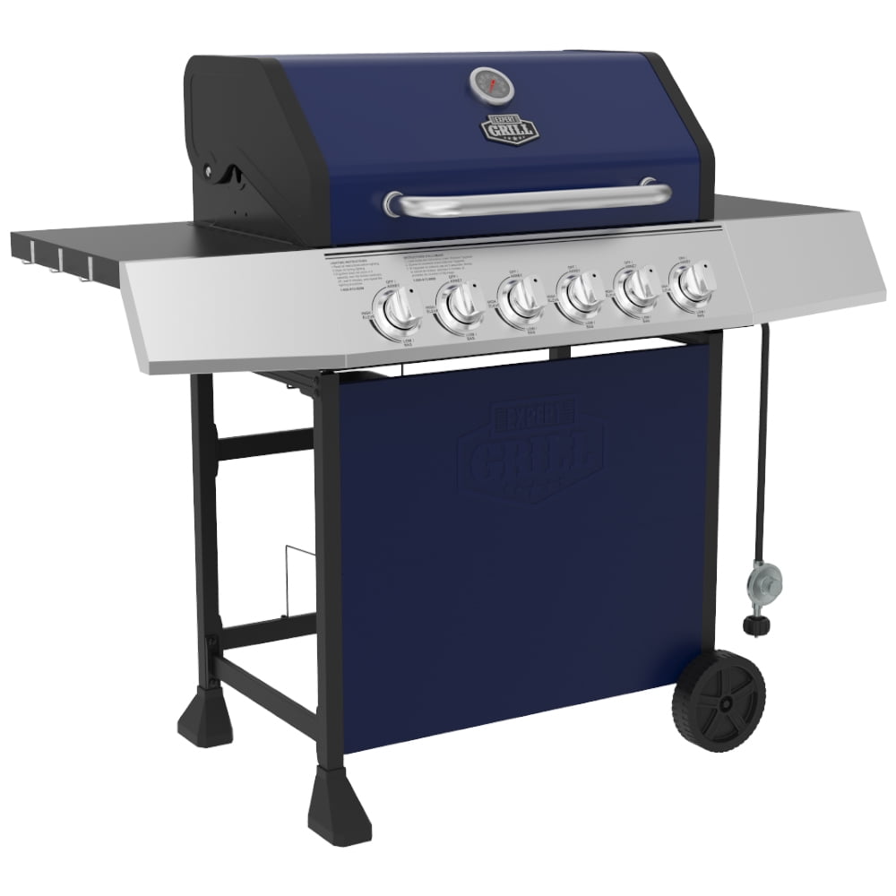 6 Burner Propane Gas Grill, Blue