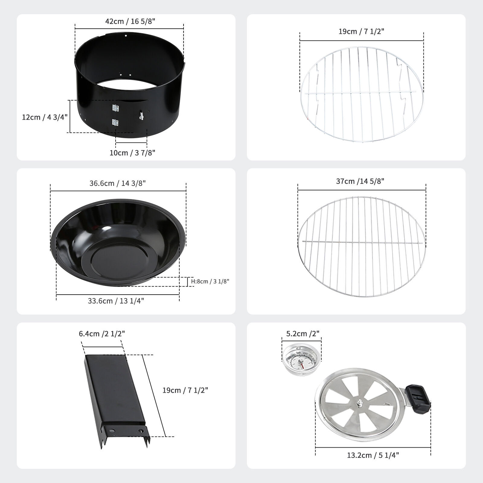 32" Outdoor Vertical 3in1 Charcoal Smoker BBQ