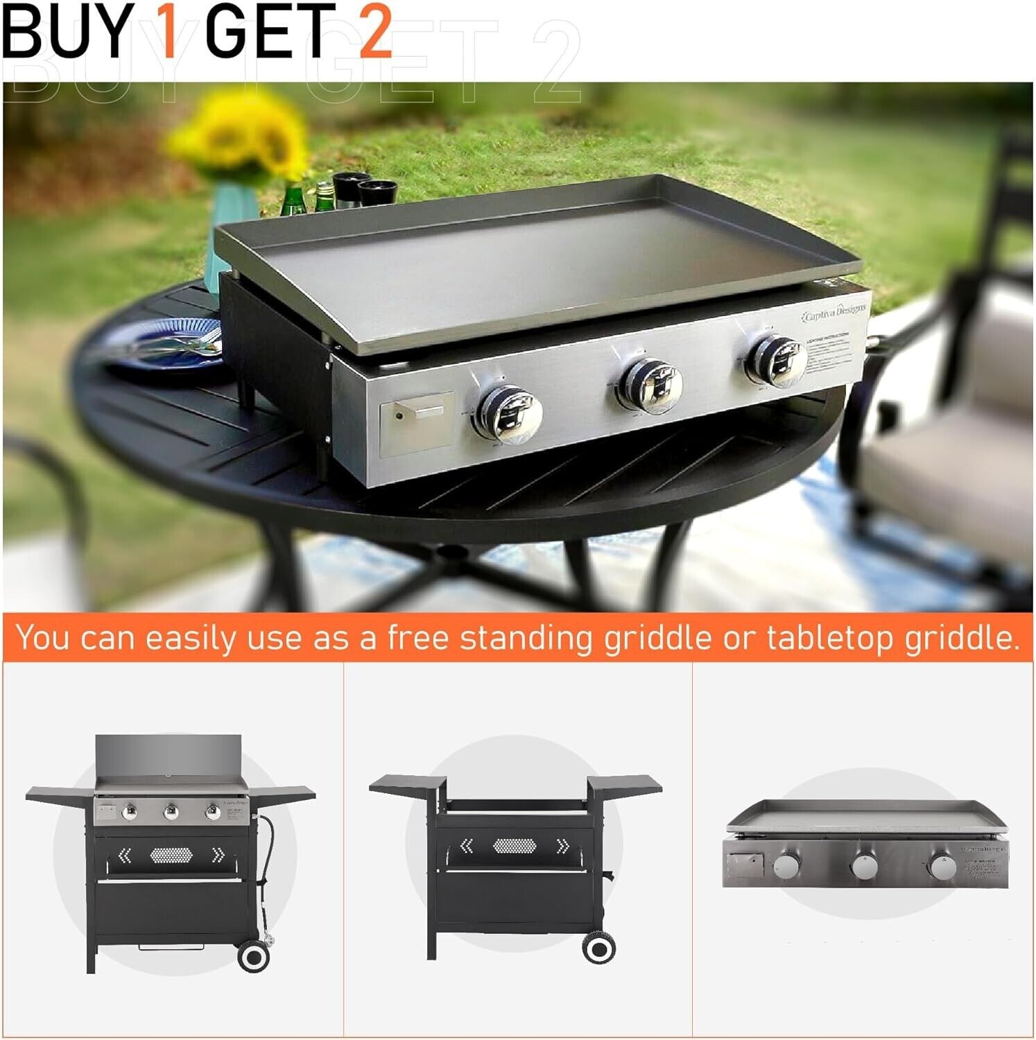 Outdoor Flat Top Gas Griddle Grill - 33000 BTU