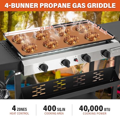 Hykolity 4 Burner Flat Top Gas Griddle