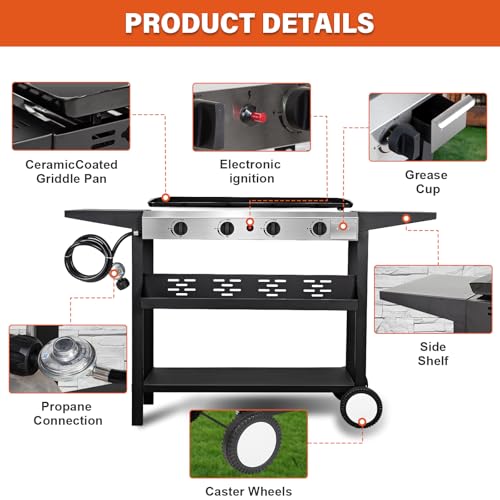 Hykolity 4 Burner Flat Top Gas Griddle