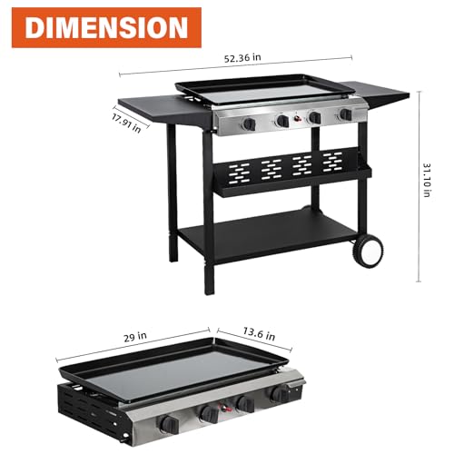 Hykolity 4 Burner Flat Top Gas Griddle