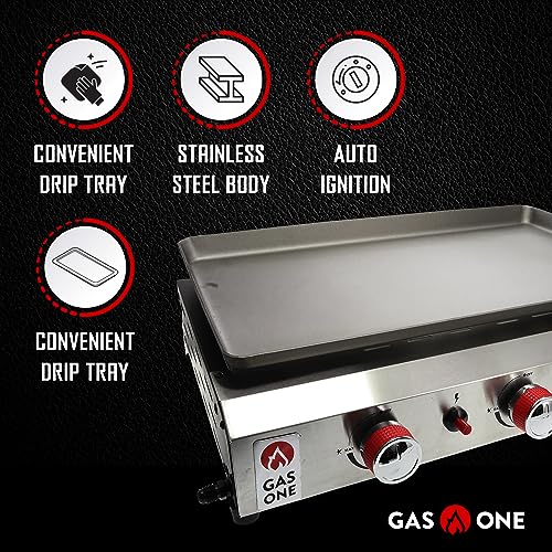 Portable 3-Burner Gas Grill with Stainless Steel Griddle