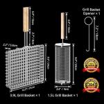Stainless Steel Grill Basket Set with Wooden Handle