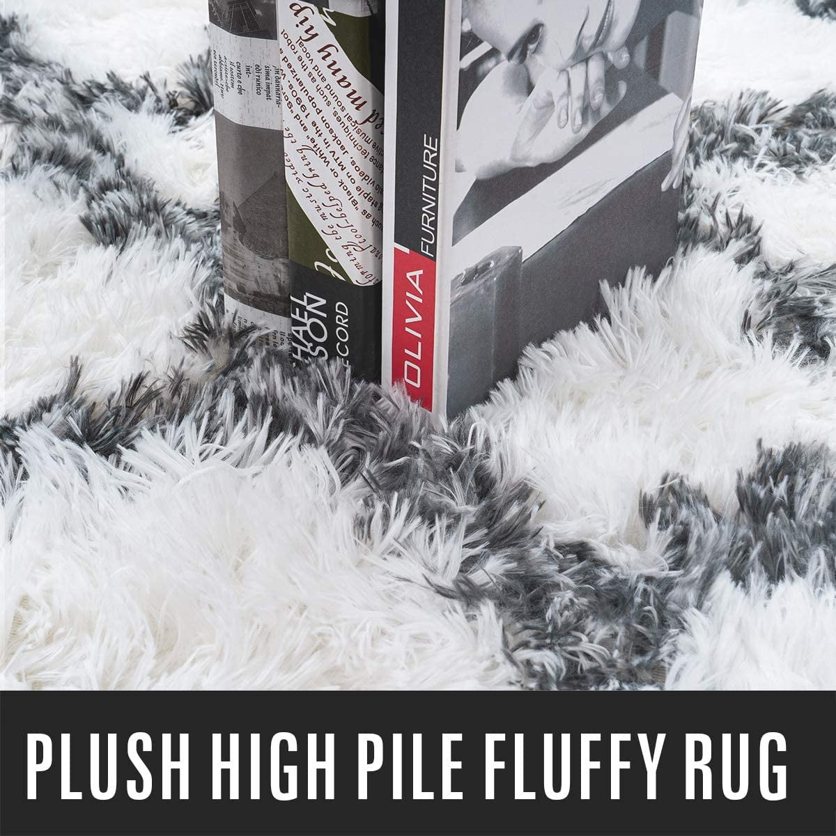 Geometric Plush Area Rug for Living Room & Bedroom