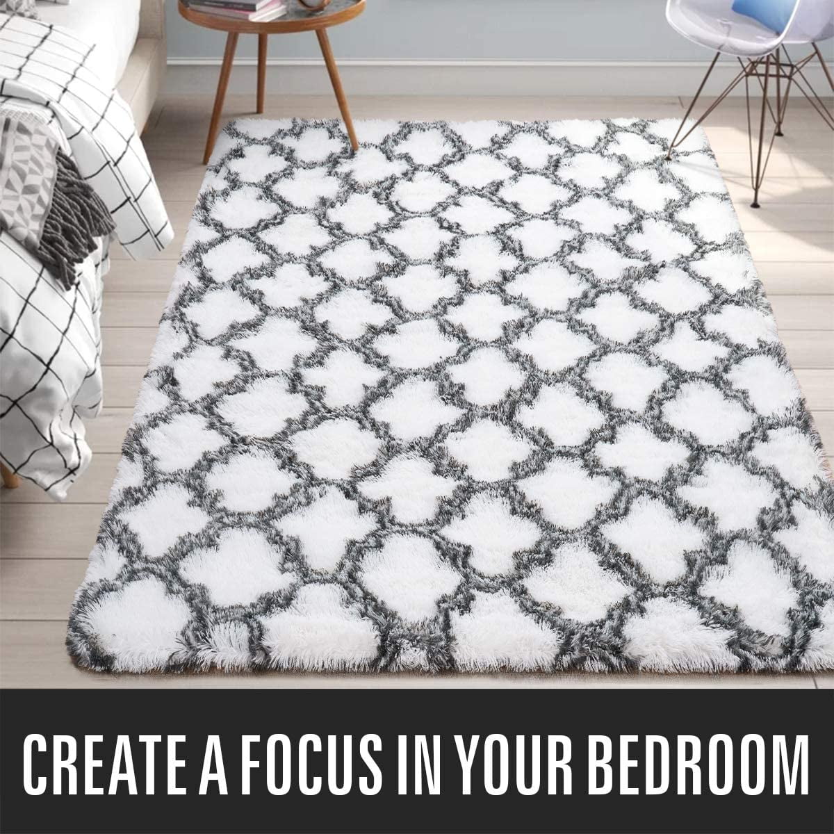 Geometric Plush Area Rug for Living Room & Bedroom