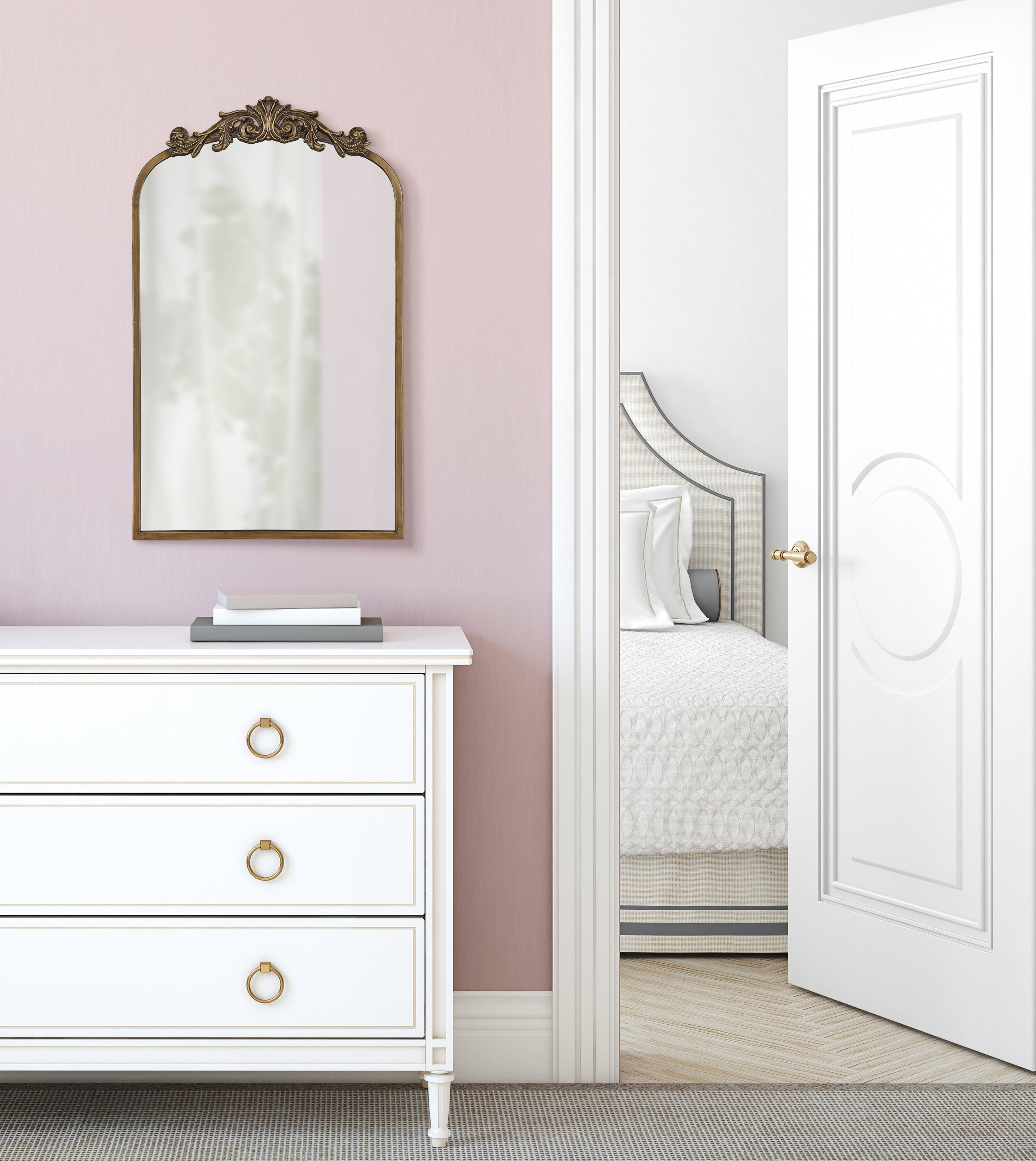 Gold Arch Mirror, Baroque Inspired Wall Decor