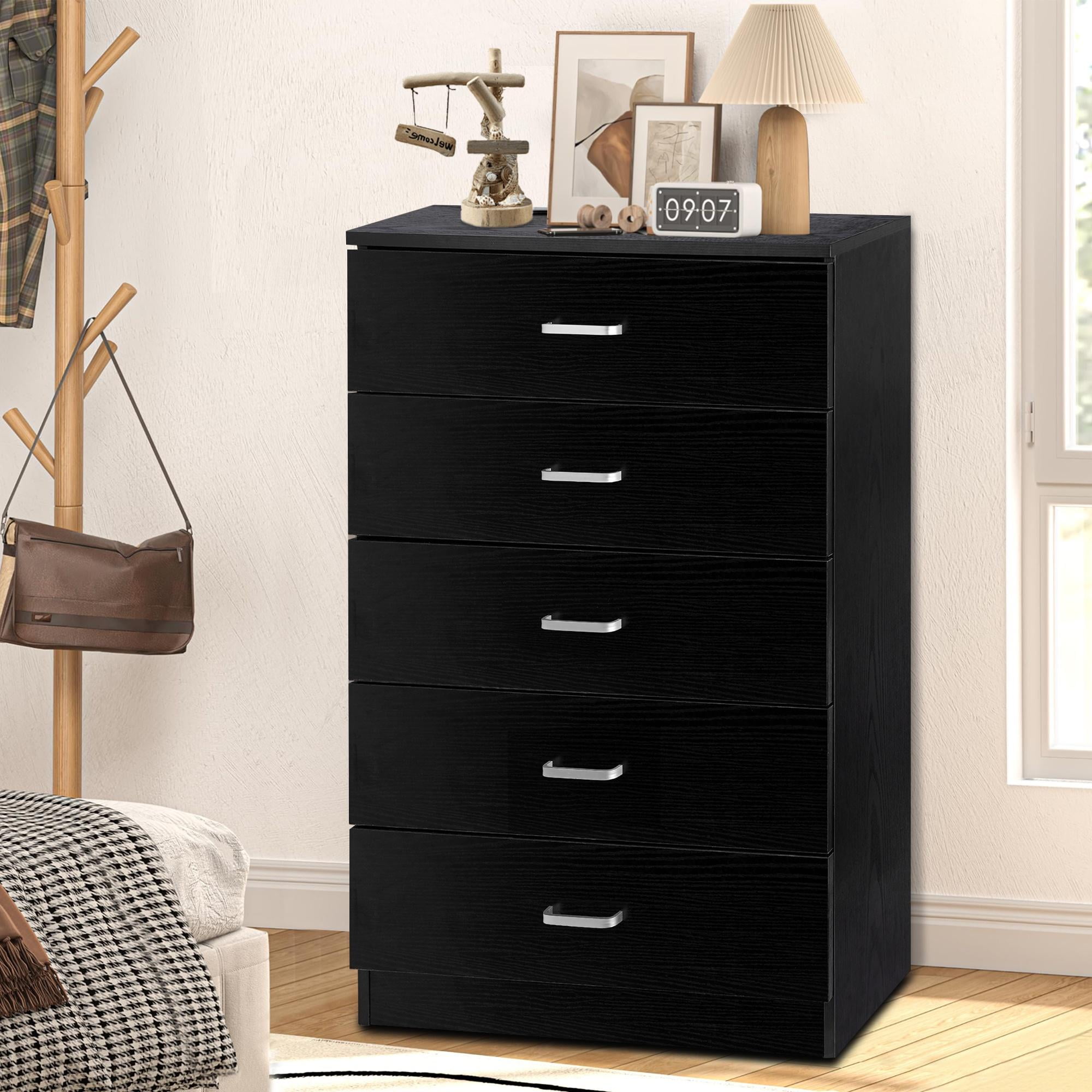 Modern Black 4-Drawer Dresser for Any Room