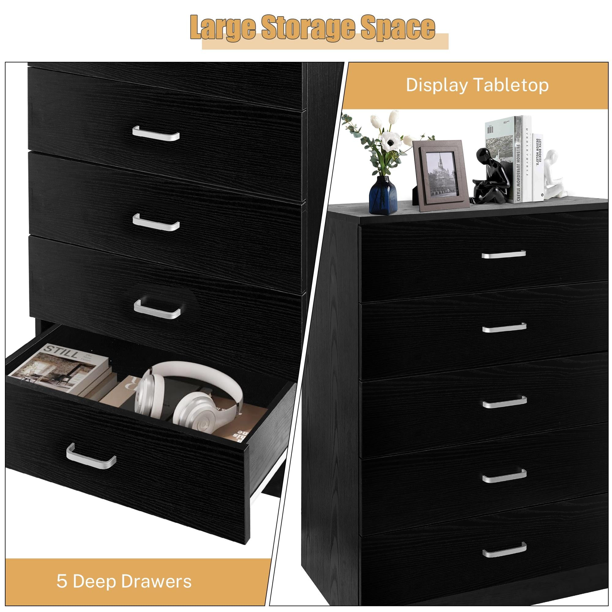 Modern Black 4-Drawer Dresser for Any Room