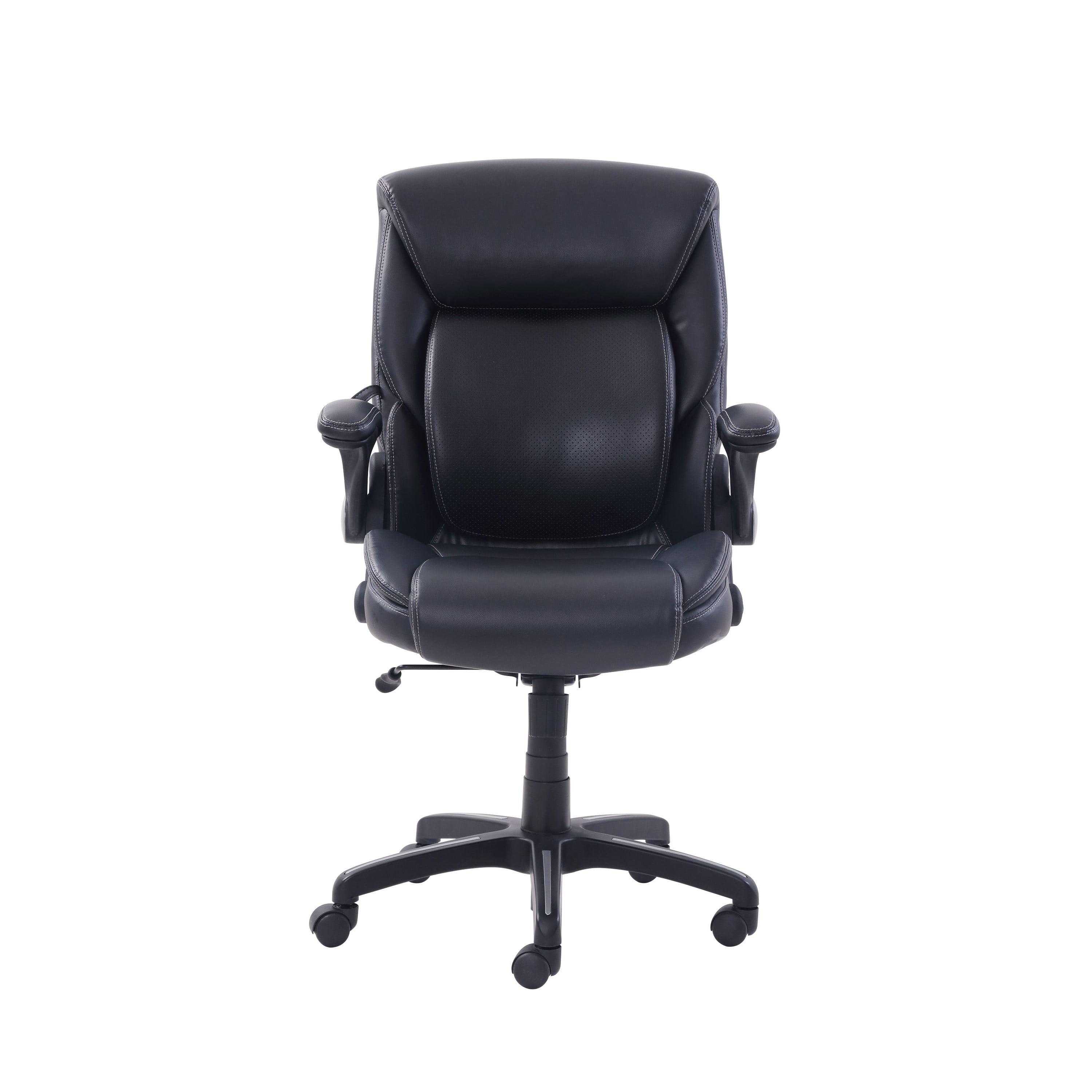 Black Bonded Leather Serta Office Chair with Lumbar Support