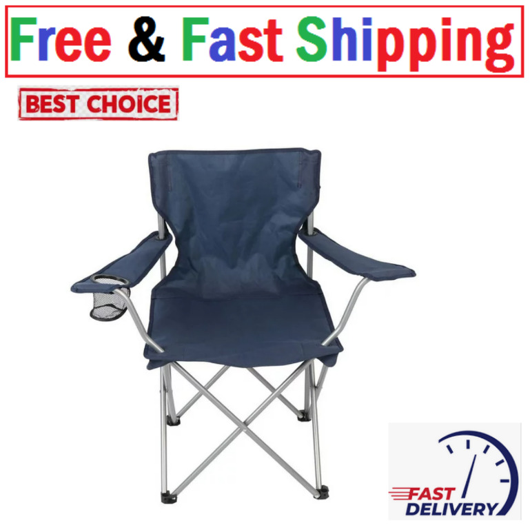 Blue Ozark Trail Folding Camp Chair with Cup Holder