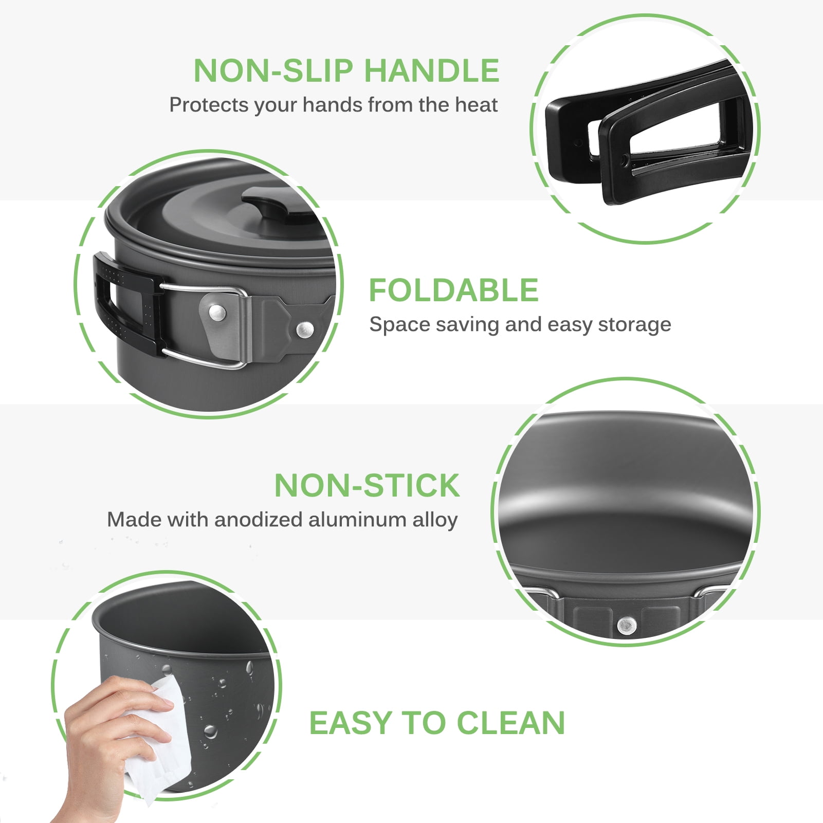 TOMSHOO 22pcs Camping Cookware Mess Kit for Outdoor