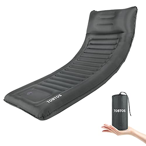 TOBTOS Inflatable Camping Sleeping Pad with Pillow (Grey)