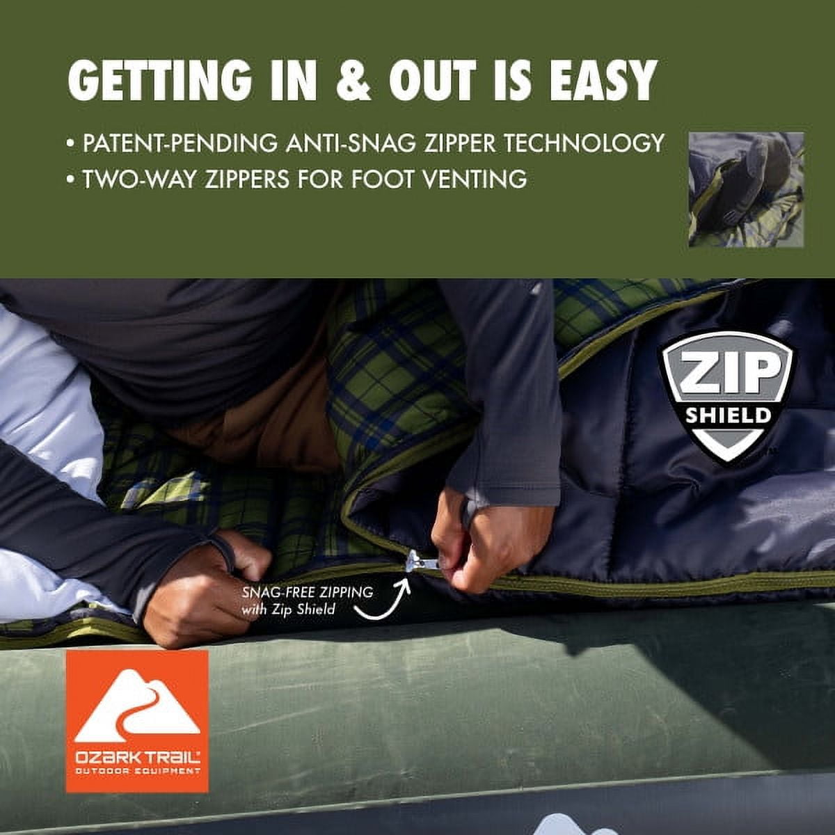 Ozark Trail 30-Degree Cool Weather Sleeping Bag, Gray