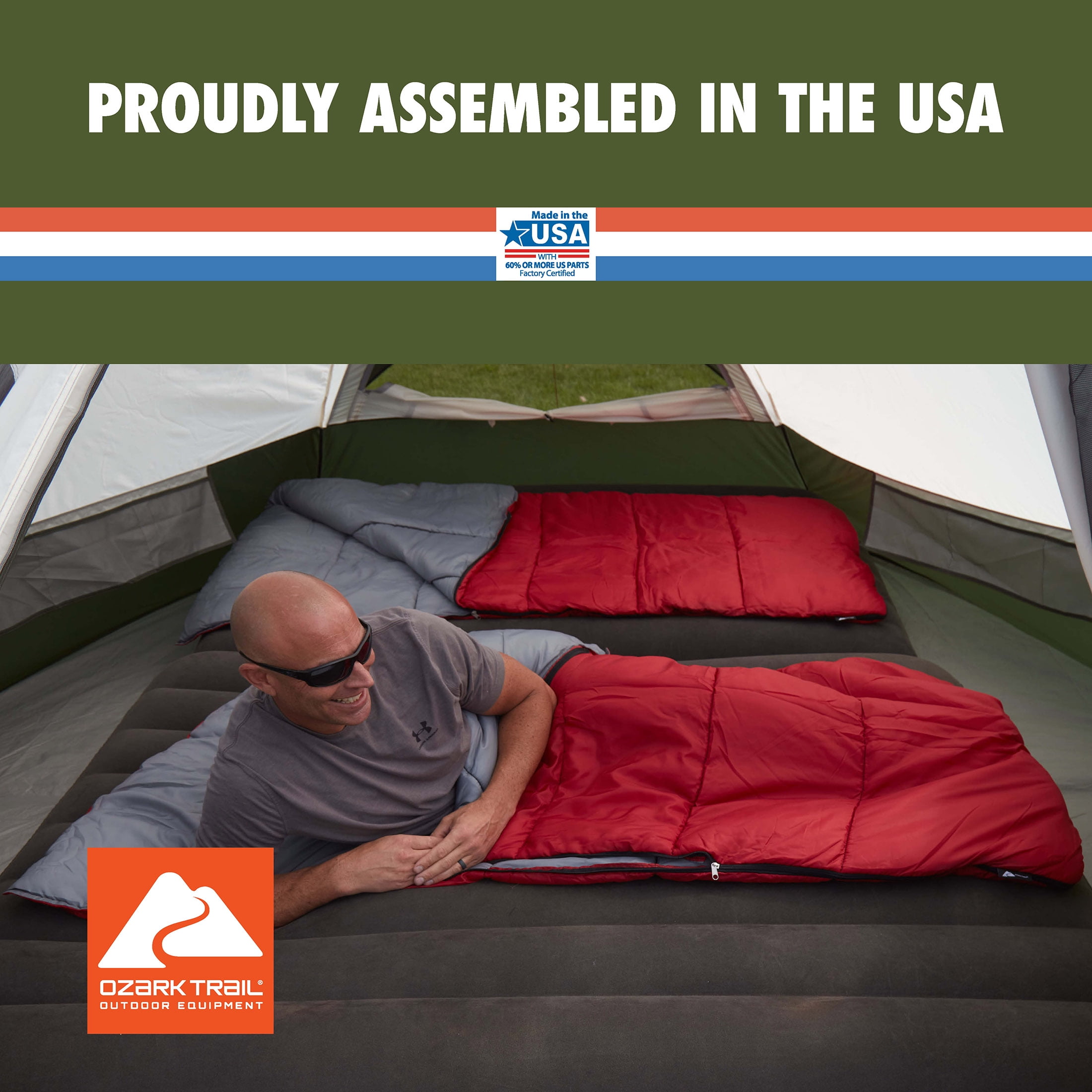 Ozark Trail 50-Degree Warm Weather Sleeping Bag in Red