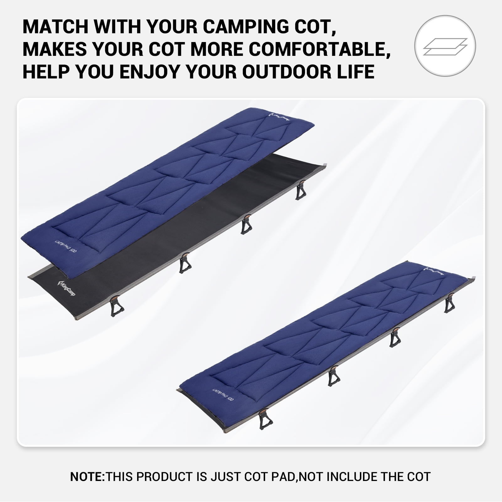 KingCamp Non-Slip Camping Sleeping Pad, Lightweight Navy, 74.8"L x 25.2"W