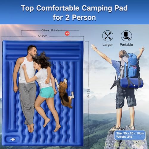 Double Self Inflating Camping Sleeping Pad, Waterproof, Portable