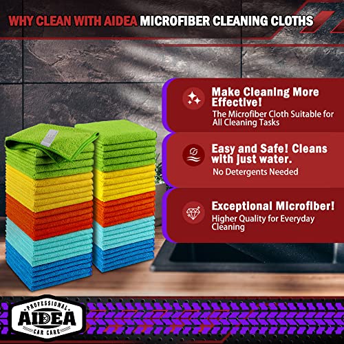 AIDEA 50PK Microfiber Cleaning Cloths - All-Purpose