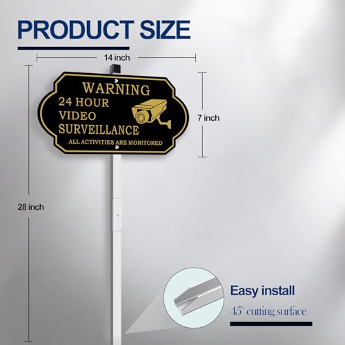 Video Surveillance Sign with 28" Stake - 2 Pack