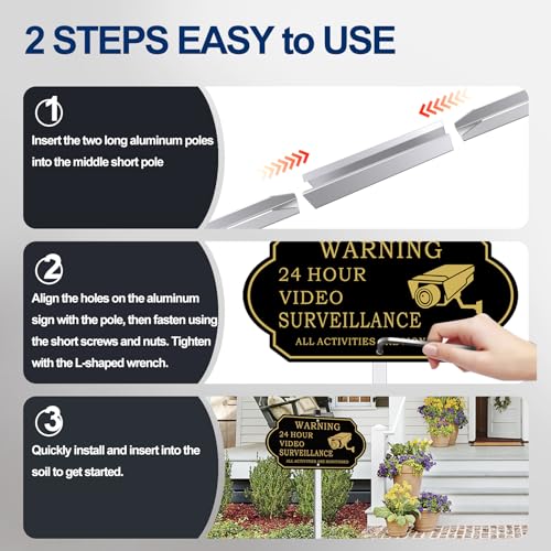Video Surveillance Sign with 28" Stake - 2 Pack