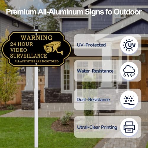 Video Surveillance Sign with 28" Stake - 2 Pack