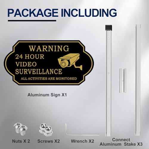 Video Surveillance Sign with 28" Stake - 2 Pack