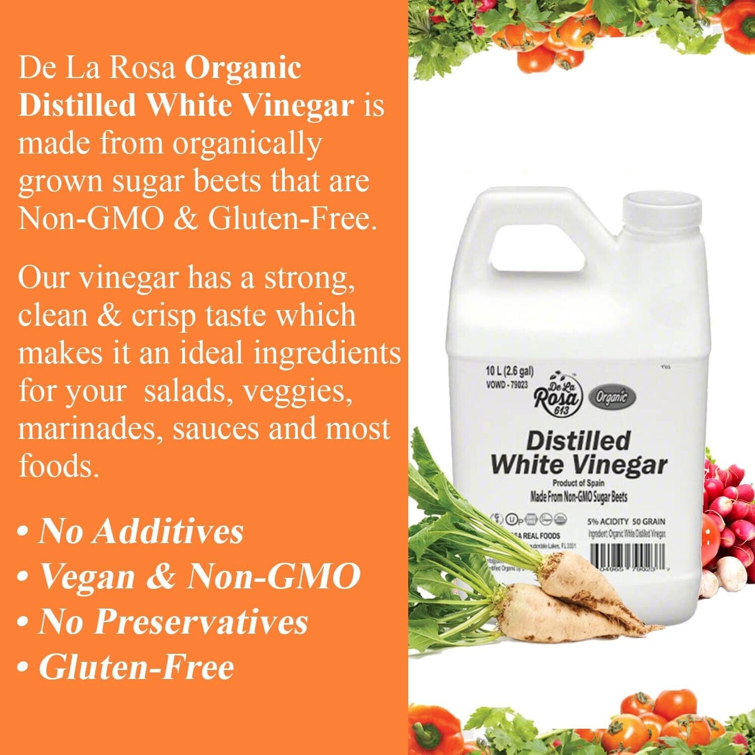 Organic Raw White Vinegar for Quail Care (10L)