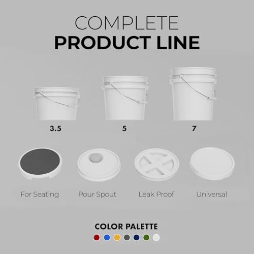 5-Gallon White Bucket Pail Container with Lid | Food Grade | Heavy-Duty 90MIL Extra Durable | Metal Handles with Plastic Grip for Easy Carrying | Multi-Use | Easy Stack and Store | BPA Free - 1 Pack