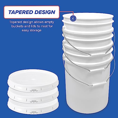 ePackageSupply 5 Gallon White Bucket & Lid - Durable 90 Mil All Purpose Pail - Food Grade - BPA Free Plastic - Made in The USA