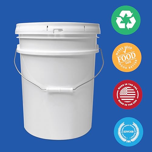 ePackageSupply 5 Gallon White Bucket & Lid - Durable 90 Mil All Purpose Pail - Food Grade - BPA Free Plastic - Made in The USA