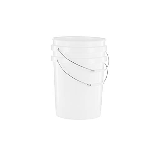 United Solutions 5 Gallon Bucket, Heavy Duty Plastic Bucket, Comfortable Handle, Easy to Clean, Perfect for on The Job, Home Improvement, or Household Cleaning; White, Pack of 3