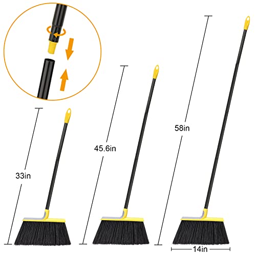 Heavy-Duty Outdoor Broom with 58" Handle - 4 Pack