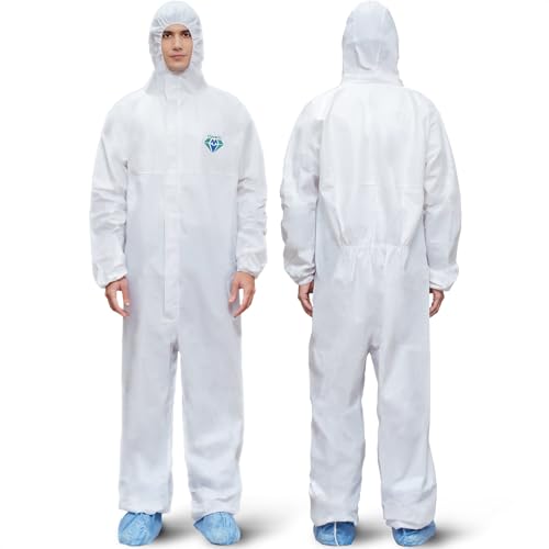 Medtecs Hazmat Suits - 6 Sizes Options - Disposable Coveralls Suit, Medical Protective Coverall PPE Hazmat Suits