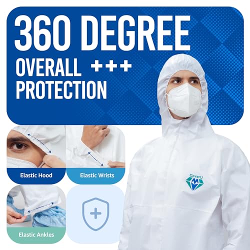 Medtecs Hazmat Suits - 6 Sizes Options - Disposable Coveralls Suit, Medical Protective Coverall PPE Hazmat Suits