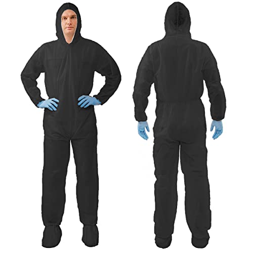 VVicogard Disposable Isolation Coveralls, Front Zipper Elastic Wrists Ankles, Polypropylene PP Protective Coverall Suit Dust-proof with Hood for Manufacturing, Spray Painting, Industrial