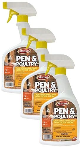 MARTIN'S 825686 s Pen Poultry Insecticide Spray 32oz Quart, 1 Count (Pack of 3), White Bottle
