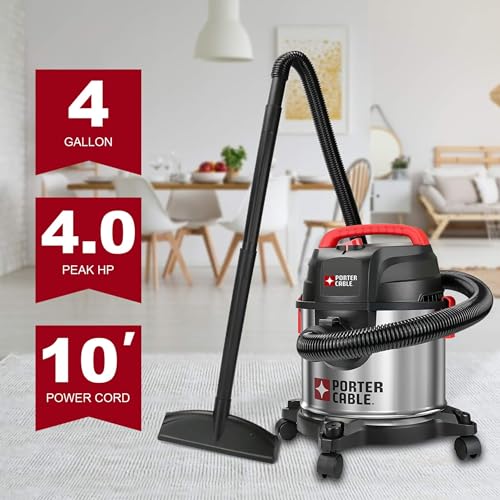 Stainless Steel 4 Gallon Wet/Dry Shop Vacuum
