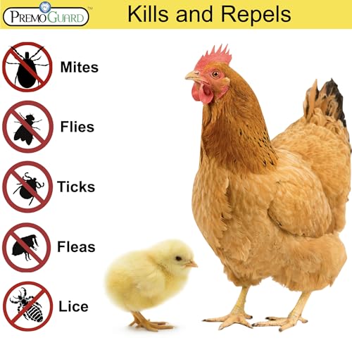 Poultry Spray by Premo Guard – 32 oz – Treat Mites, Fleas, Flies, and Lice – Fast Acting & Effective – Chicken, Turkey, Waterfowl, and Birds – Best Natural Protection for Control & Prevention
