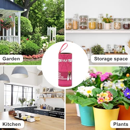 40 Packs Fly Trap Indoor, Hanging Fly Traps Outdoor for Gnat Fungus Mosquito, Sticky Fly Ribbon, Fly Tape Catcher Paper with Pin for Home