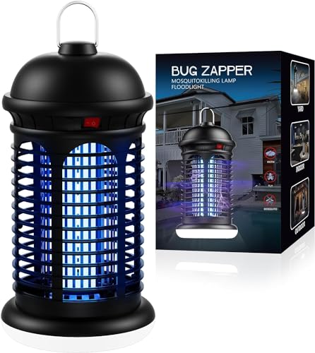 Jawlark Bug Zapper Outdoor with LED Light, 4200V Electric Mosquito Zapper, Insect Fly Zapper Outdoor Indoor, 5ft Power Cord, IPX6 Waterproof, Plug in Mosquito Killer for Patio Yard Home, Black