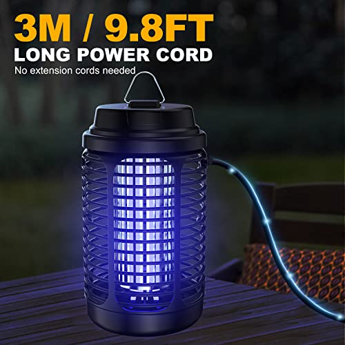 Bug Zapper Outdoor, Mosquito Zapper Indoor with Dusk to Dawn Light Sensor, 4000V Electric Fly Zapper, Waterproof Mosquito Killer, Fly Trap for Home, Patio, Kitchen, Garden - 9.8 FT Length Cable
